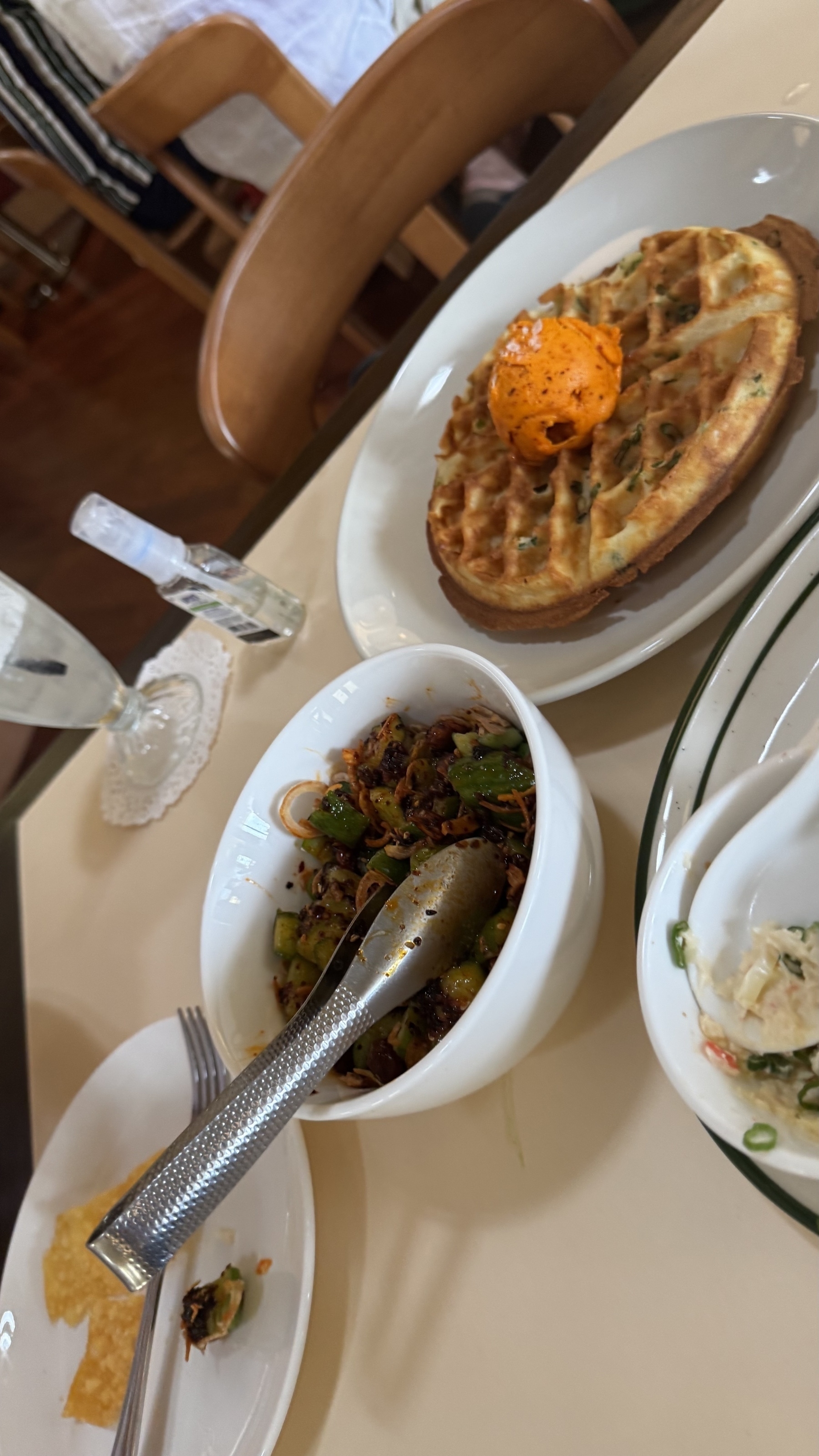 Three plates of different food 